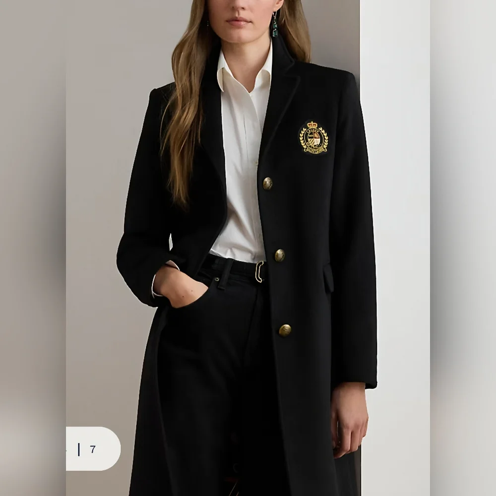 NWT - Lauren Ralph Lauren Women's Wool Blended Logo Patch Coat - US 8/M - Picture 3 of 16